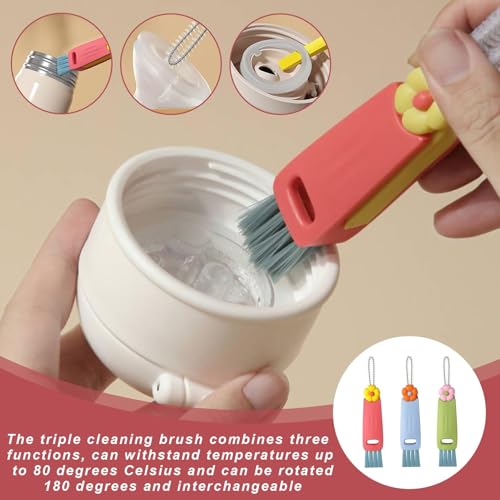 3-in-1 Rotatable Cup Lid Gap Cleaning Brush Set – 3 Pcs