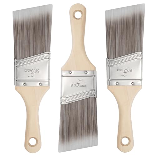 Paint Brushes, 2 Inch, Angled Brushes with Short Handle, 3 Pack | Shortcut Paintbrush for Paints and Stains, Small Paint Brushes for Walls, Furniture, Cabinets and Home Improvement - size: 2 Inch Angled, 3 Pack