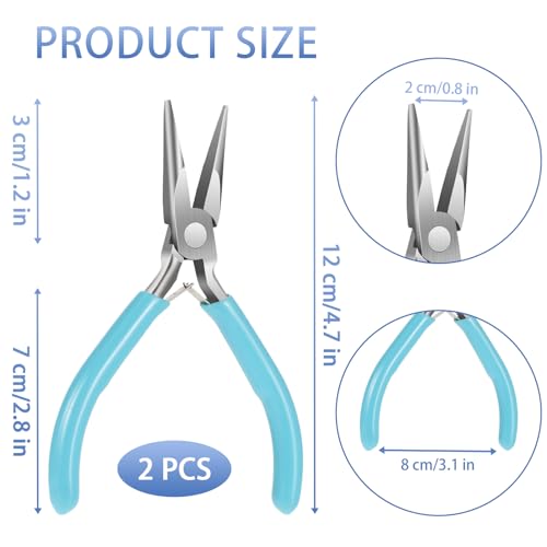 2 Pack Needle Nose Pliers for Jewelry Making, 4.5 Inch Small Needle Nose Pliers Jewelry Chain Nose Pliers Craft Pliers for Wire Bending, Repair, Object Grasping (Blue) - color: Blue