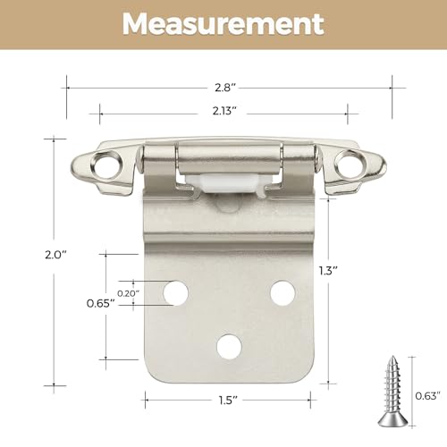 30 Pack 15 Pair Brushed Nickel Cabinet Hinges, 3/8" Inset Kitchen Hinges - color: Satin Nickel, size: 3/8" Inset