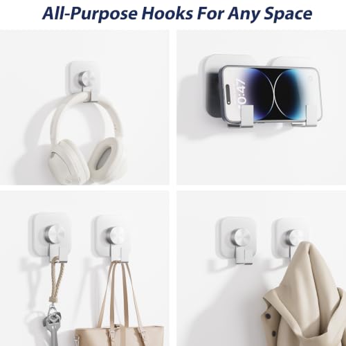 Aikzik 4 Pack Large Heavy Duty Wall Hooks - 26lb Max, Stainless Steel Adhesive Towel Hooks for Hanging Coat, Towel, Robe, Keys, Sticky Shower Hook for Door, Home, Bathroom, Kitchen, Office- Silver - color: Silver
