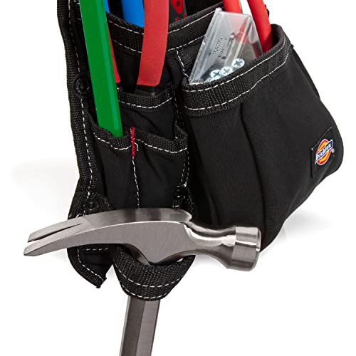 Dickies 8-Pocket Canvas Tool and Utility Pouch for Work Belts, Fastener Pocket, Hammer Loops, 2-inch Belt Loop, Black - color: Black