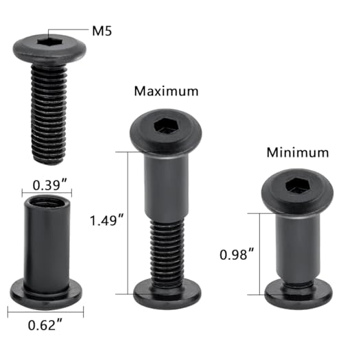 25 Pcs M8x20mm Black Furniture Bolt Cabinet Connector Screws for Furniture - size: M8x20mm