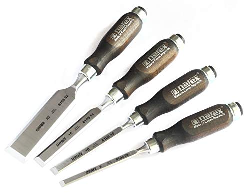 Narex Wood Chisel Set of 4 (8/10/16/32) with Dark Handle - color: Dark-stained