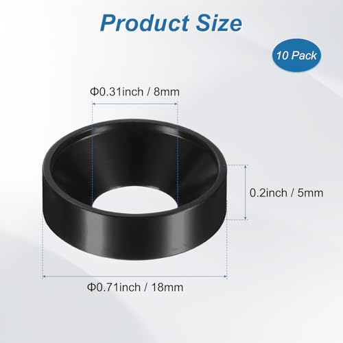 M METERXITY 10-Pack M8 Countersunk Finish Washers, Hole Dia 0.31"/8mm Alloy Aluminum Finish Cup Washer Screw Head Gasket for Industrial/Screw RC/Car/Motorcycle/Mechanical Parts [Black] - color: Black