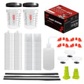 Disposable Paint Cups for Spray Gun,Mixing Cups 12 Ounce (350ml) Kit with 50 Liners and Lids with Strainer System for HVLP&LVLP,2 Hard Cups with Retainer Ring,20 Plugs,3 Caps,2 Adapters,1 Wash Bottle - size: 12 oz (Small)-50Pack