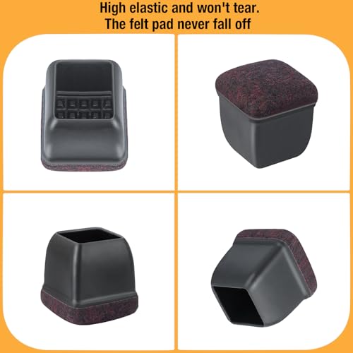 32 Pcs Chair Leg Floor Protectors Square, Silicone Chair Leg Protectors for Hardwood Floors, Chair Leg Caps Covers Protect Wooden Floors from Scratching, Thick, Won't Tear (Fit: 9/10" - 1") - size: M - 32 Pcs - Black