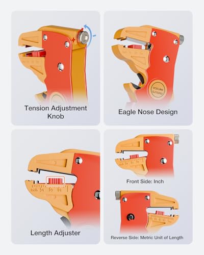 VCELINK Automatic Quickstrip Wire Stripper & Cutter 2-in-1, Red - color: Orange