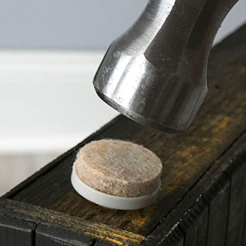 FeltGard 1" Round Nail-On Felt Furniture Sliders, Protective Heavy-Duty Felt Pads for Wood Furniture and Hard Surfaces, 8-Count, Beige