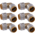 SharkBite Max 3/4 x 3/4 in PTC 90-Degree Elbow, Pack of 6, Push-to-Connect Brass Plumbing Fitting, UR256 - size: 3/4 in., 6 Pack