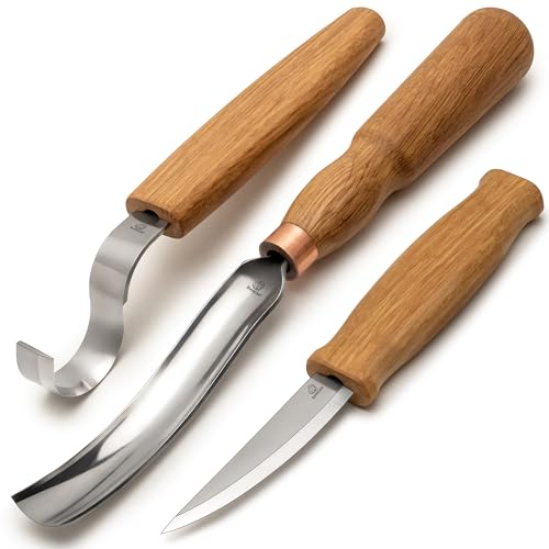 BeaverCraft Wood Carving Knives Kit Spoon Carving Tools S14 - Spoon Hook Knife Wood Carving Chisels Set Bowl Gouge - Whittling Knives Whittling Kit for Beginners - Hobby Knife Set