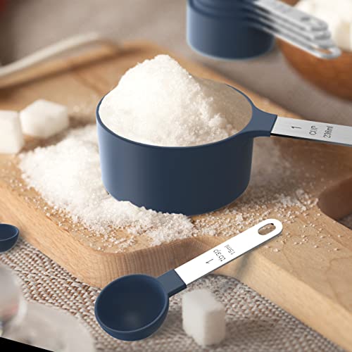 Measuring Cups & Spoons Set, Stackable Cups and Spoons - color: Blue