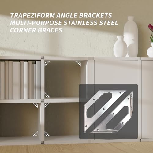 Trapeziform Angle Brackets Stainless Steel 5.7" x 1.81" Corner Braces-4pcs - size: Large 4pcs