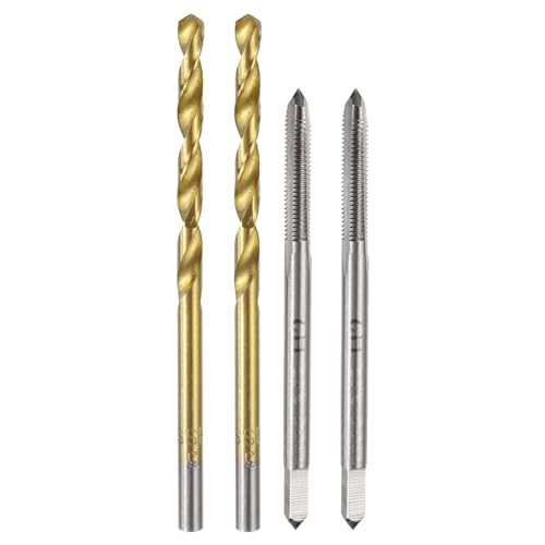 uxcell Metric Tap & Drill Bit Set, 2pcs M3 x 0.5 Straight Flute Thread Taps and 2pcs 3mm Twist Drill Bits Titanium Coated, HSS6542 Screw Tapping Threading Tools - size: M3 x 0.5 + 3mm