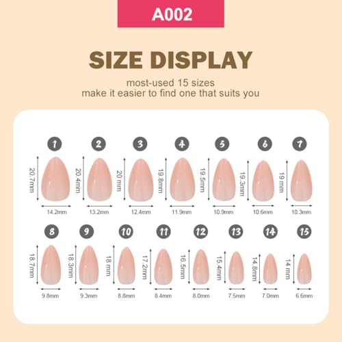 360 Pcs Press On Nails Short Almond Fake Nails Press Ons Set Full Cover Nude Pink Acrylic Glue on Nails Reusable Glossy Artificial Nail Kit False Nails for Women Manicure 12 Color - color: A002