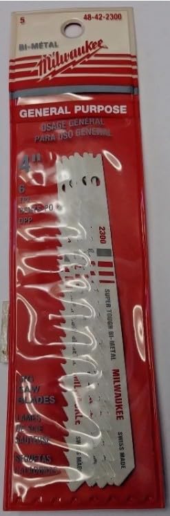 Milwaukee Electric - 4 WOOD CUTTING JIG SAW BLADES 6 TPI BI-METAL U-SHA