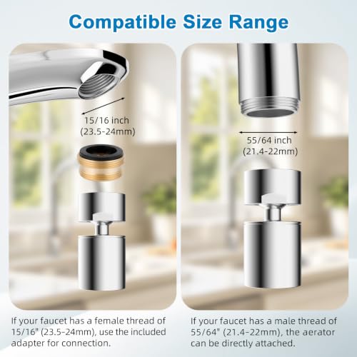 Hibbent NSF/ANSI/CAN 372 Certified 4 Modes Faucet Aerator, Chrome - color: Chrome, style: Upgraded Four Modes Faucet Aerator