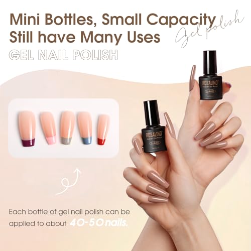 ROSALIND 30pcs Winter Brown Gel Polish Nail Set with Base Gel Top Coat | Glossy Matte and Glitter Top Coat,26 Fall Winter Colors Gel Nail Polish, Soak Off,Nail art for Women - color: Warm Color