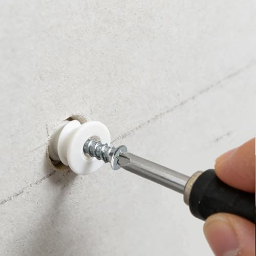 200Pcs Drywall Anchors and Screws Kit, 100Pcs Self-Drilling Plastic Wall Anchors with 100Pcs #8 Phillips Screws & PH2 Bit, Heavy Duty Anchors for Hanging Pictures, Shelves, Home Mounting - size: 1.37 Inch