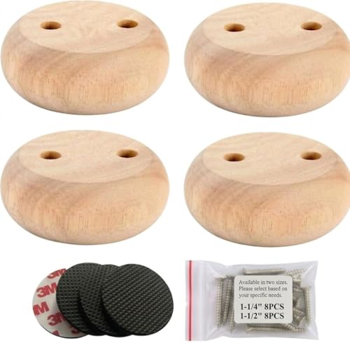 1 Inch Unfinished Wood Bun Furniture Legs Set of 4 - size: 1.18" height *3.15 " diameter