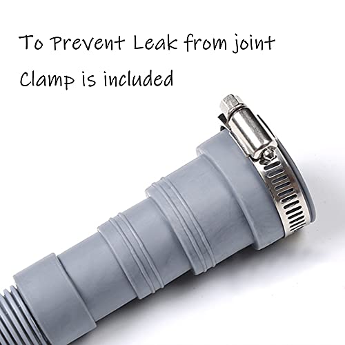 HLMOptimo 6 Feet Washing Machine Drain Hose Flexible Dishwasher Drain Hose Extension Kits Corrugated Washer Hose w/ 1 Adapter 2 Clamps 1 U-Bend Holder Upgraded Version - size: 6 ft