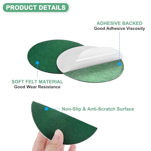M METERXITY 30-Pack Lamp Base Felt, 4.5 Inch Dia. 2mm Thick Self Adhesive Round Fabric Felt Pads for Lamp/Furniture/DIY, Non-Slip Fiber Backed Patch Circles with Adhesive Backing [Green] - color: Green, size: 4.5" Dia