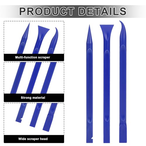 Car Crevice Cleaning Tool, 9 Pieces No-Scratch Plastic Scraper Tool for Tight Spaces, Multi-Use Small Paint Scraper Tool Sticker Remover for Kitchen, Crevices, Food, Paint, Labels, Oil Stains, Dirt - color: Blue