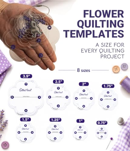 The Quilted Bear Flower Quilting Templates, Set of 8 - size: Flower