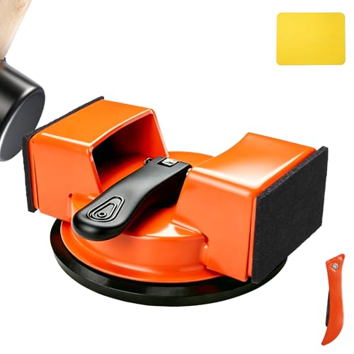 Floor Gap Fixer Tool,Heavy Duty 90° Striking Surface Floor Suction Cup Tool with Slot Cutter and Silicone Pad & Rubber Mallet for Repair Laminate Vinyl Hardwood Flooring - size: 90° Striking Surface
