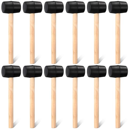 12 Pcs 7 oz Rubber Mallet Hammer with Wooden Handle