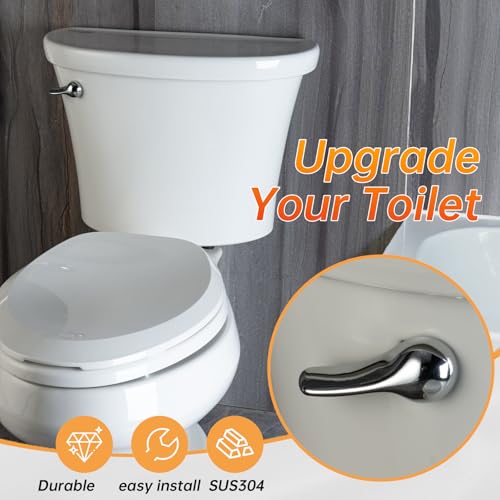 Joyrain Universal Front-Mount Toilet Replacement Kit, Toilet Flush Tank Rod with Stainless Steel Flapper Chain, Compatible with Most Front-Mount Toilets (Chrome (Brushed Nickel Rod), 1-Pack)