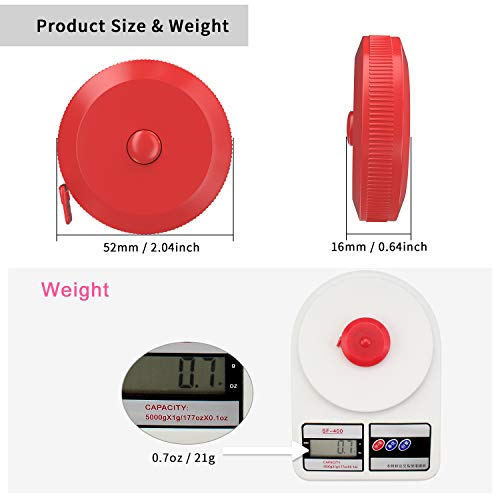 DiCUNO 3-Pack Soft Retractable Measuring Tape, 60-Inch 1.5 Meter, Red - color: Red*3pcs