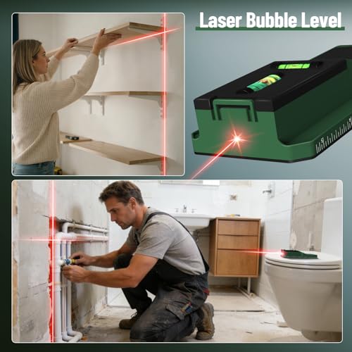 Stud Finder Wall Scanner - 7-in-1 Electronic Stud Detector with HD LCD Display, Detects Wood, Metal, AC Live Wire, Joists & Pipes, Wall Scanner with Laser Level & Bubble Level Ruler