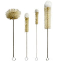 Bottle Brushes Thin Long Handle X 4, Natural Boar Bristle Set