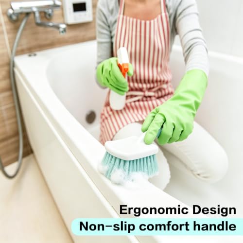 3 Pack Bathroom Scrub Brush Set, Heavy-Duty Scrub Brushes for Cleaning