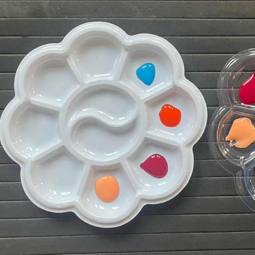 50Pcs Disposable Paint Tray Palettes Flower Plastic Painting Palettes Watercolor Paint Artist Craft Palettes Tray for Oil Paint, Gouache, Acrylic, Watercolors Mixing and Separating Colors, White