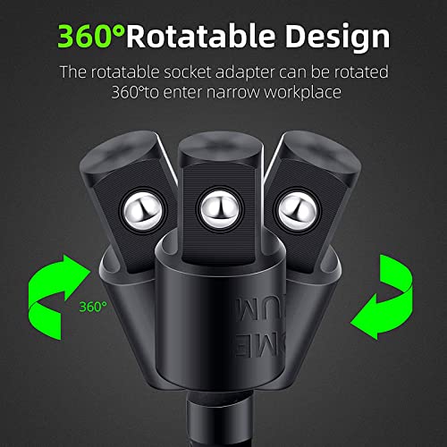 CIGOTU Right Angle Drill Adaptor,4-in-1 Impact Drill Bit Extension,360° Rotatable 1/4 3/8 1/2" Impact Grade Socket Adapter Set,105 Degree Angle Screwdriver Drill Bit for Household Workplace Industry - color: 4*black