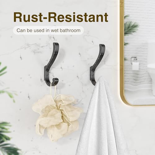 Large Coat Hooks Wall Mount,Heavy Duty Wall Hooks for Hanging, Black 4 Pack - color: Black, size: 4 Pack