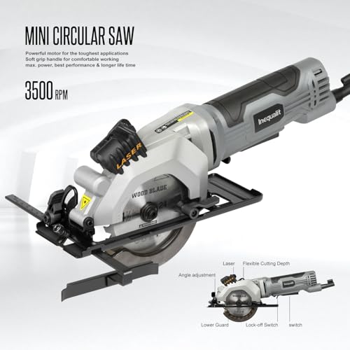 4A Mini Circular Saw Corded Compact Saw with Laser Guide - style: Corded 4A