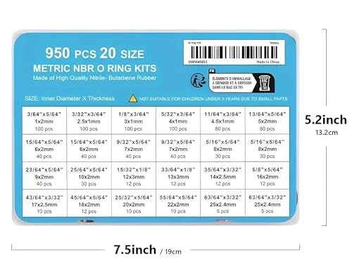 950 Pcs O-Ring O Rings Assortment Kit 20 Sizes Nitrile Rubber - style: 20 Size/950 Pcs