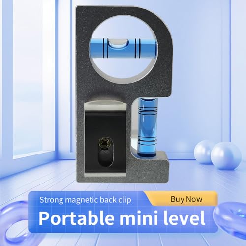 Solid aluminum alloy Mini level ruler portable mini level bubble meter with magnetic function TV stand installation (Silver Blue) - color: Silver Blue