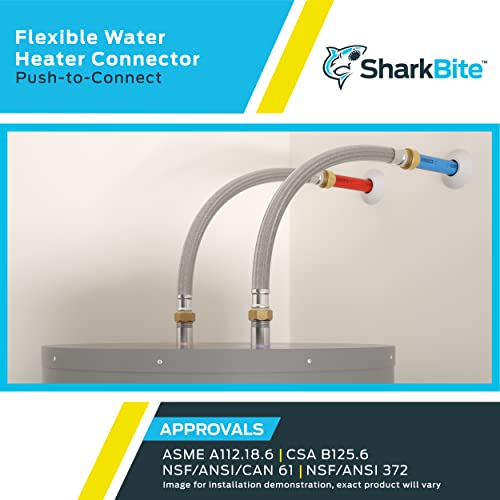 SharkBite 3/4 Inch x 3/4 Inch FIP x 12 Inch Stainless Steel Braided Flexible Water Heater Connector, Push To Connect Brass Plumbing Fitting, PEX Pipe, Copper, CPVC, PE-RT, HDPE, U3088FLEX12LF - size: 12 in, style: SharkBite