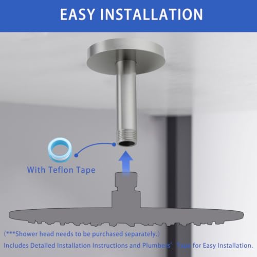 Wall Mounted Shower Arm Extension Head Holder Stainless Stee for Elbow Bathroom Accessories Pipe Bath Tube Brushed Nickel,SW-RD91038-4BN. - color: Circular Flange-4" Brushed Nickel
