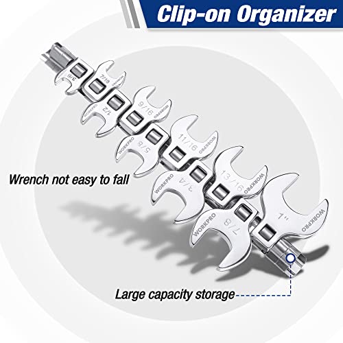 WORKPRO 3/8" Drive Crowfoot Wrench Set, 10-Piece SAE, 3/8"-1" - size: Crowfoot SAE