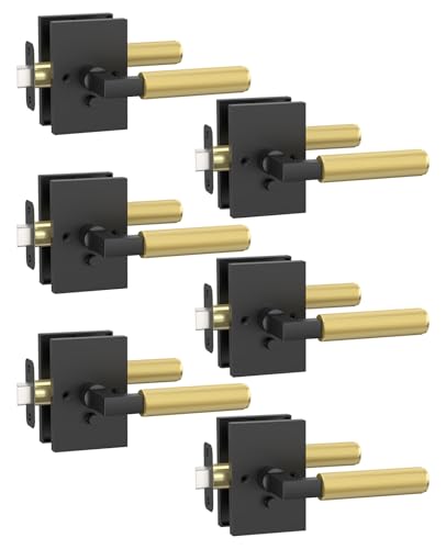 Asidrama 6 Pack Black and Gold Privacy Interior Door Handles - color: Black and Gold