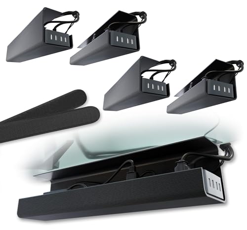 Scanfield Under Desk Cable Management Tray, No-Screw, 17-Inch, 4-Pack Black - color: Black, size: 4pcs Self Adhesive