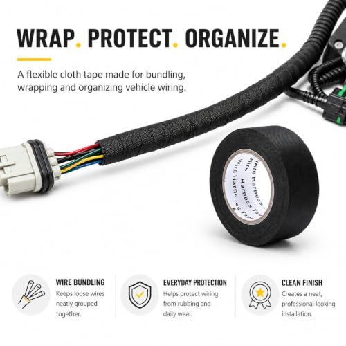 High Temp Self-Adhesive Wiring Harness Tape Durable Automotive Electrical Protection Tape Noise Damping Easy Application 5/4" x 50 ft 5 Rolls - size: 5/4 in x 50 ft（5 Rolls）, style: 0.15mm-Thickness