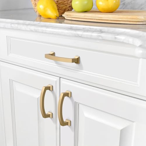 Amerdeco 10 Pack Champagne Bronze Cabinet Pulls 4 Inch Hole Center Cabinet Hardware Kitchen Champagne Gold Cabinet Handles for Bathroom Gold Drawer Pulls Dresser Pulls ZH0009 - color: Champagne Bronze, size: 4" hole center