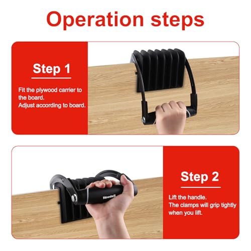 Newdeli Plywood Carrier Professional Panel Carrier Drywall Carrying Tool Plywood Lifting Tool for Wood, Synthetic Cement Board, Sheet Board, Padded, Drywall - Clamping Thickness up to 1 inch - size: 1 Pack - Max to 1 inch