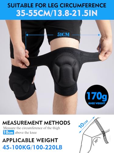Knee Pads Men/Women for Gardening 20mm EVA Foam,Adult knee pads for Cleaning Construction Work Volleyball, Football Dance, Adjustable Straps Non-Slip Straps (Black)